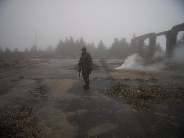 Sasha at the Extraction Point popping smoke.